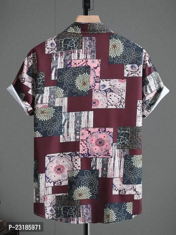 Classic Polyester Spandex Printed Casual Shirts for Men's - Image 5