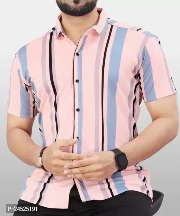 Trendy Multicolored Polyester Blend Striped Casual Shirt For Men - Image 2