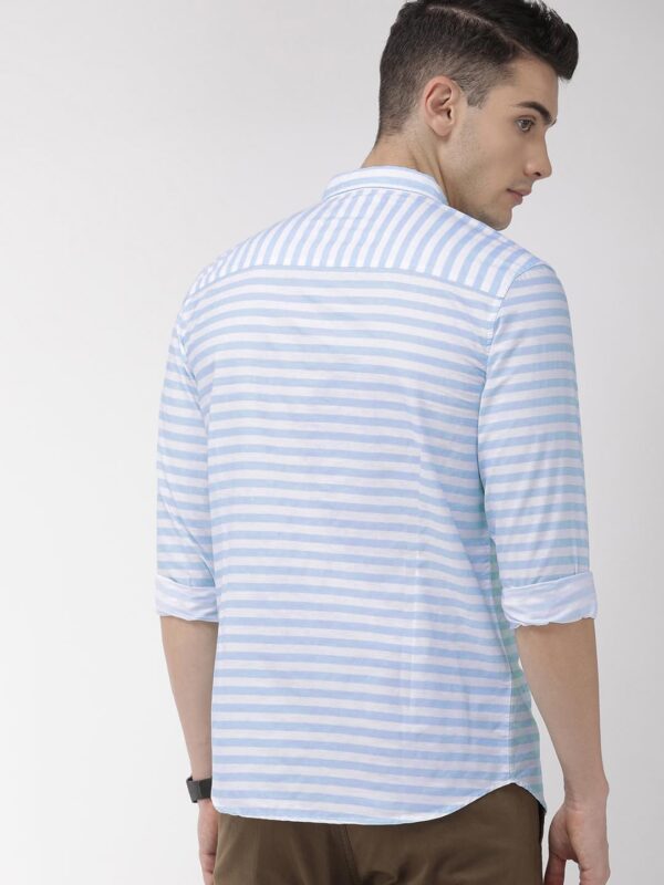 Men's Classic Fit Cotton Casual Super Striped Shirt for Men Full Sleeves (in, Alpha, M, Regular, Sky) - Image 2