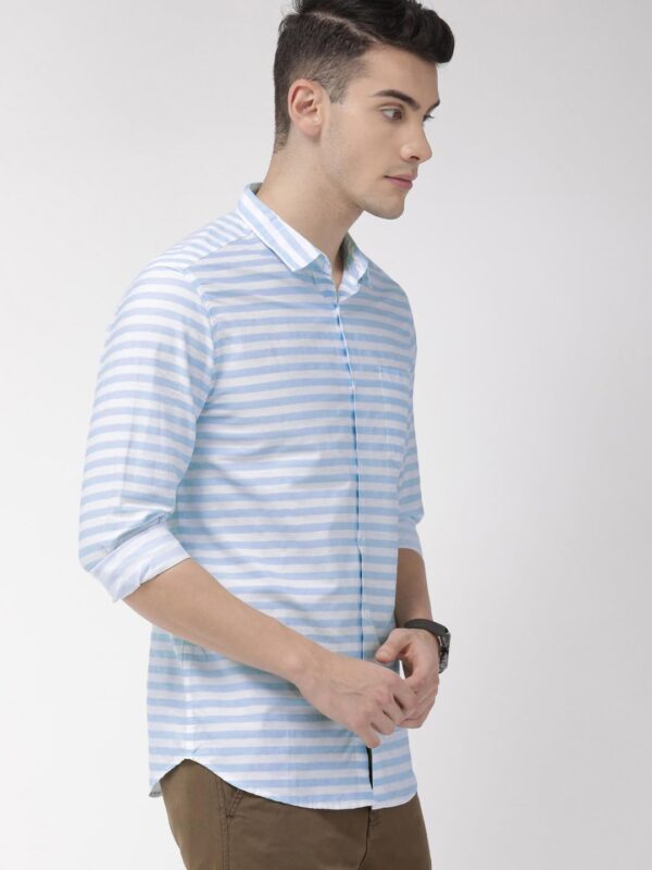 Men's Classic Fit Cotton Casual Super Striped Shirt for Men Full Sleeves (in, Alpha, M, Regular, Sky) - Image 4