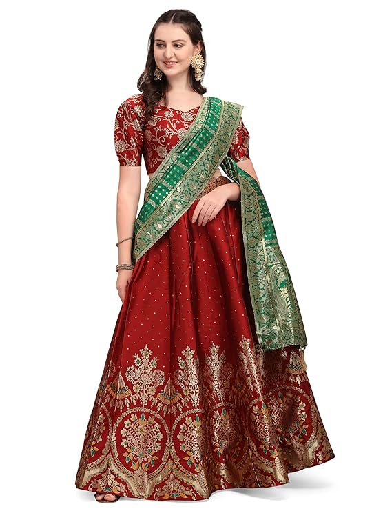 Women’s Jacquard Semi-Stitched Lehenga choli