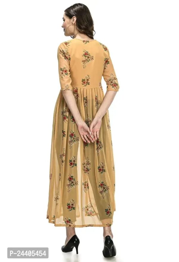 Womens Mustard Georgette Front Open Dress - Image 2