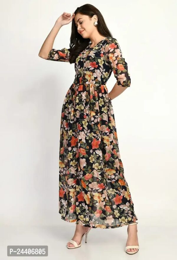 Stylish georgette Multicoloured Floral Printed Dress For Women - Image 5